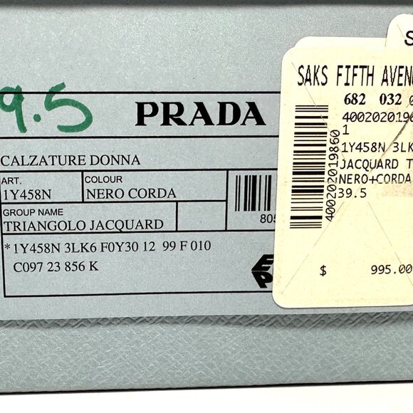 PRADA Triangular Triangle Logo Jacquard Woven T Strap Thong Flat Sandals - Picture 16 of 16